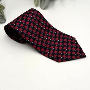 Christian Dior Monsieur Navy & Red Geometric 100% Silk Tie